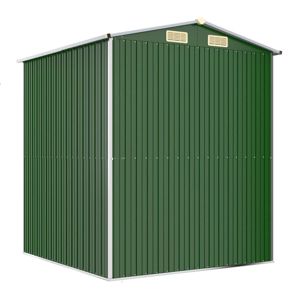 GOLINPEILO Abri de jardin extérieur en métal, grand hangar à outils utilitaire en acier, abri de jardin en acier avec doubles portes coulissantes, rangement utilitaire et outils, vert 75,6"x75,2"x87,8" 75,6"x75,2"x87,8" 