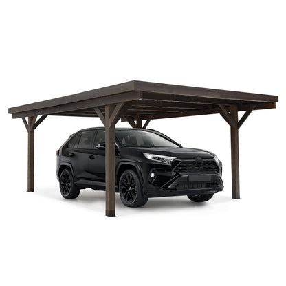 U-MAX 17x12 pieds abri de voiture en bois garage gazebo extérieur pergola en bois pour jardin, café 