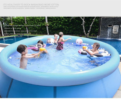 Piscine gonflable familiale, piscines gonflables pour enfants, piscines gonflables à anneau supérieur, piscines pour adultes, jeux de sport gonflables en plein air pour le jardin, facile à installer et durable (2,4 m x 63,5 cm, bleu)