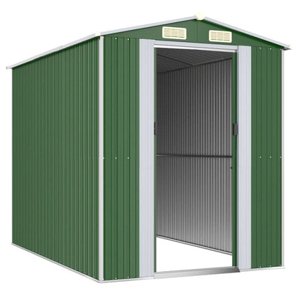 GOLINPEILO Abri de jardin extérieur en métal, grand hangar à outils utilitaire en acier, abri de jardin en acier avec doubles portes coulissantes, rangement utilitaire et outils, vert 75,6"x107,9"x87,8" 75,6"x107,9"x87,8" 