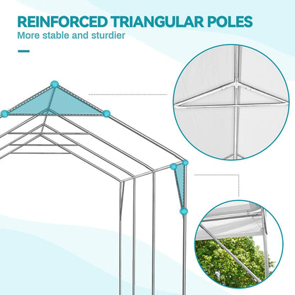 ADVANCE OUTDOOR Abri d'auto robuste de 12 x 20 pieds avec parois latérales et portes, hauteur réglable de 9,5 à 11 pieds, auvent de voiture, garage, tente de fête, abri de bateau, 8 poteaux renforcés, 4 sacs de sable, blanc (017W-2) avec paroi latérale 