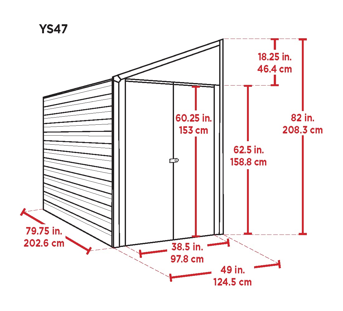 Arrow Shed YS47-A Hangar de rangement compact en acier galvanisé avec toit en pente, 4' x 7' 4' x 7' 