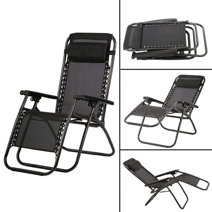 FDW Chaise de terrasse Mobilier d'extérieur Zero Gravity Chaise Patio Lounge Chaise de camping Lot de 2 inclinables réglables pliantes pour piscine côté camping cour plage Noir