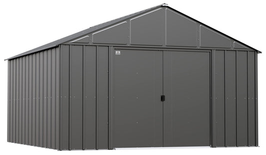 Arrow Sheds Classic 12' x 12' Outdoor Padlockable Steel Storage Shed Building, Charcoal