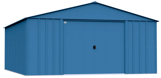 Arrow Sheds Classic 14' x 17' Outdoor Padlockable Steel Storage Shed Building, Blue Grey