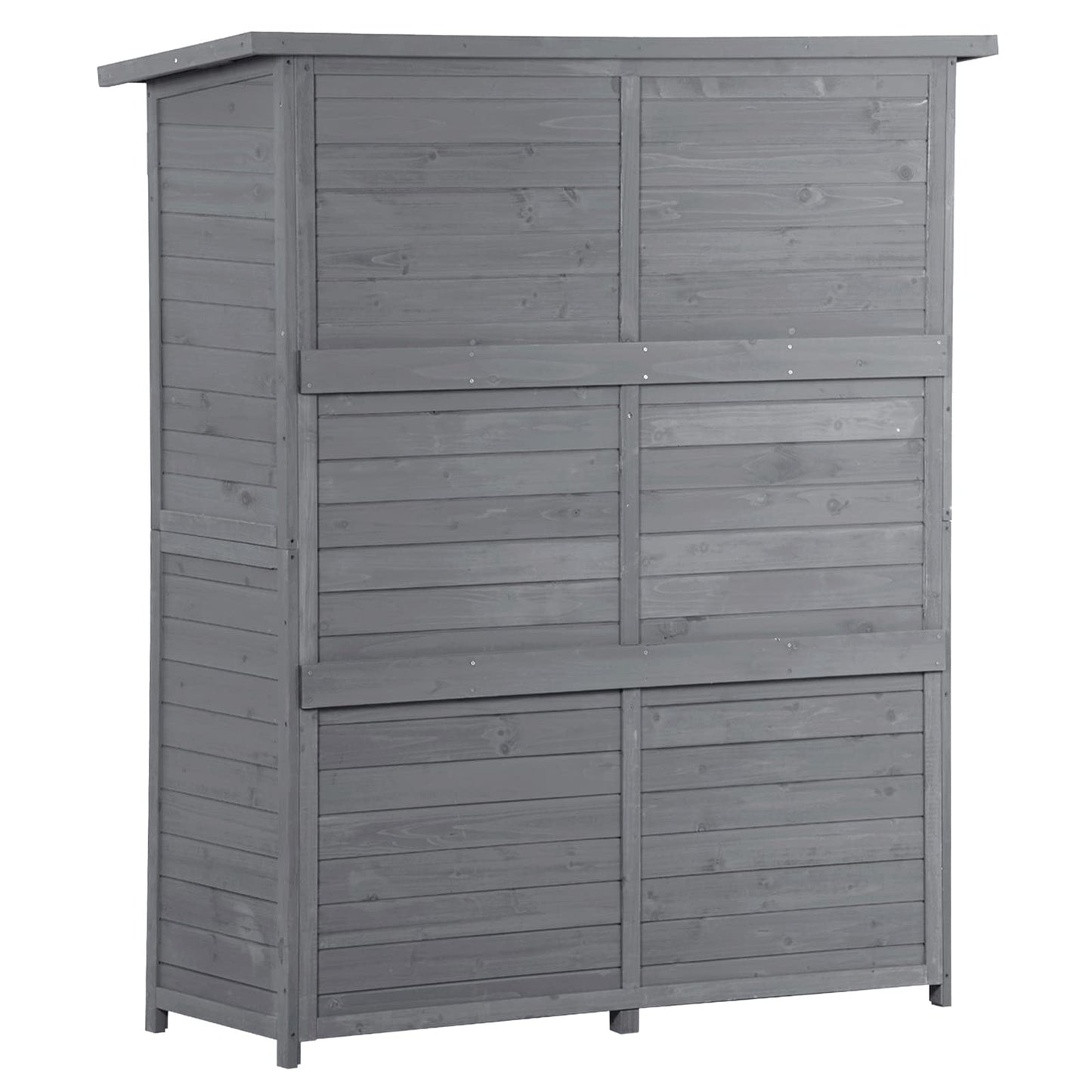 Armoire de rangement extérieure en bois étanche, abri de jardin avec étagères à 3 niveaux, abri vertical extérieur avec 2 portes doubles, bois de sapin, 2 serrures et poignées, gris 55 x 20 x 64 gris-1 