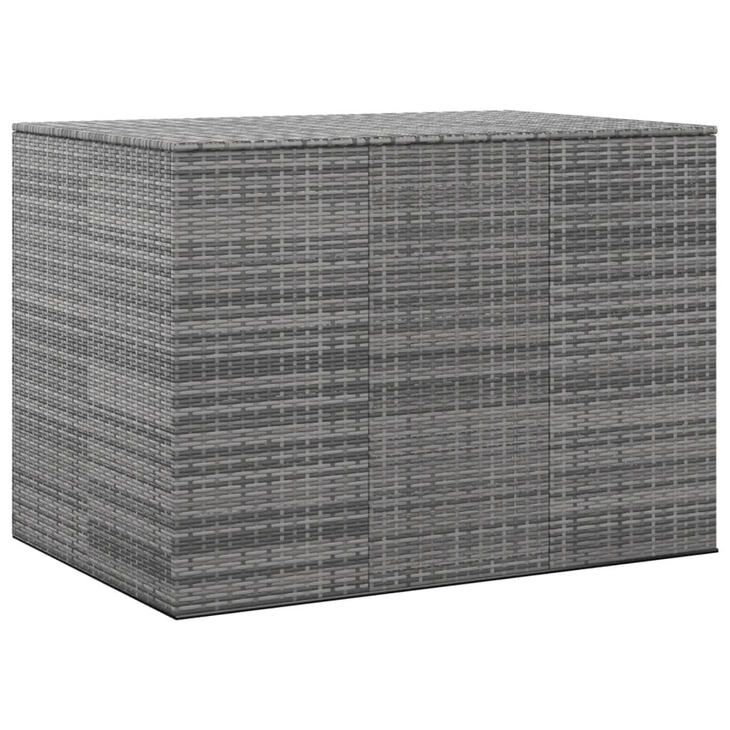 vidaXL Boîte à coussins, boîte de terrasse avec couvercle, armoire de terrasse, coffre de rangement pour coussins d'extérieur, coussins, outils de jardin, fournitures de piscine, rotin PE gris 57,1" x 39,4" x 40,6" 