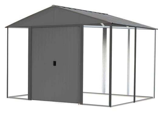 Arrow 10' x 8' Ironwood Galvanized Steel and Wood Panel Hybrid Outdoor Shed Kit, Anthracite 10' x 8'