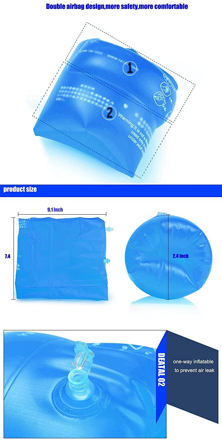 Inflatable Arm Swimming Floats Bands Floatation Water Wings Swimming Arm Ring Floatie for Children and Adults 1 Blue