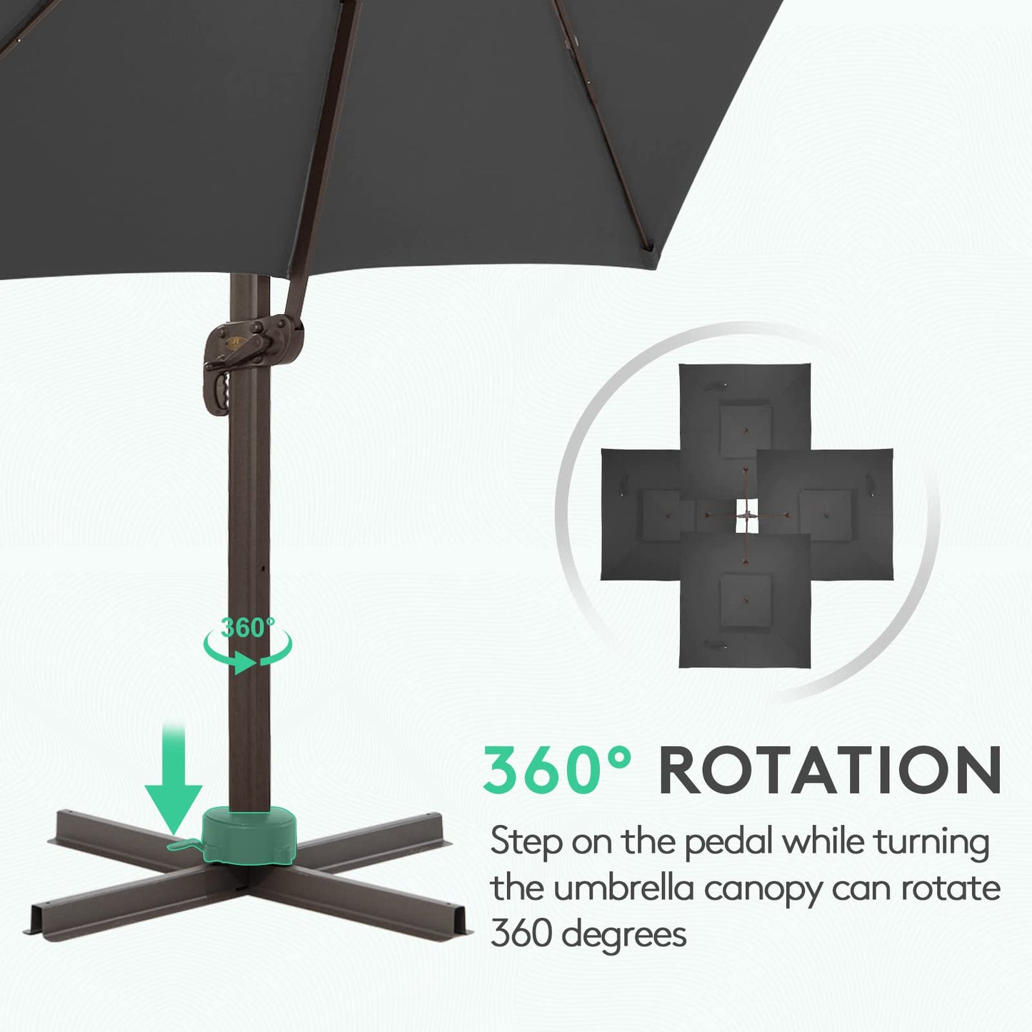 Parasol de patio carré en porte-à-faux 12PI GRIS 