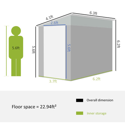 Outsunny Abri de rangement de jardin en acier de 4' x 6', maison à outils extérieure en métal avec porte verrouillable et 2 bouches d'aération pour jardin, patio, pelouse 4' x 6' 