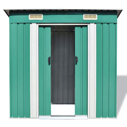 GOLINPEILO Metal Outdoor Garden Storage Shed, 74.8" x 48.8" x 71.3" Steel Utility Tool Shed Storage House, Steel Yard Shed with Double Sliding Doors, Utility and Tool Storage for Garden Patio,Green 74.8" x 48.8" x 71.3" Green