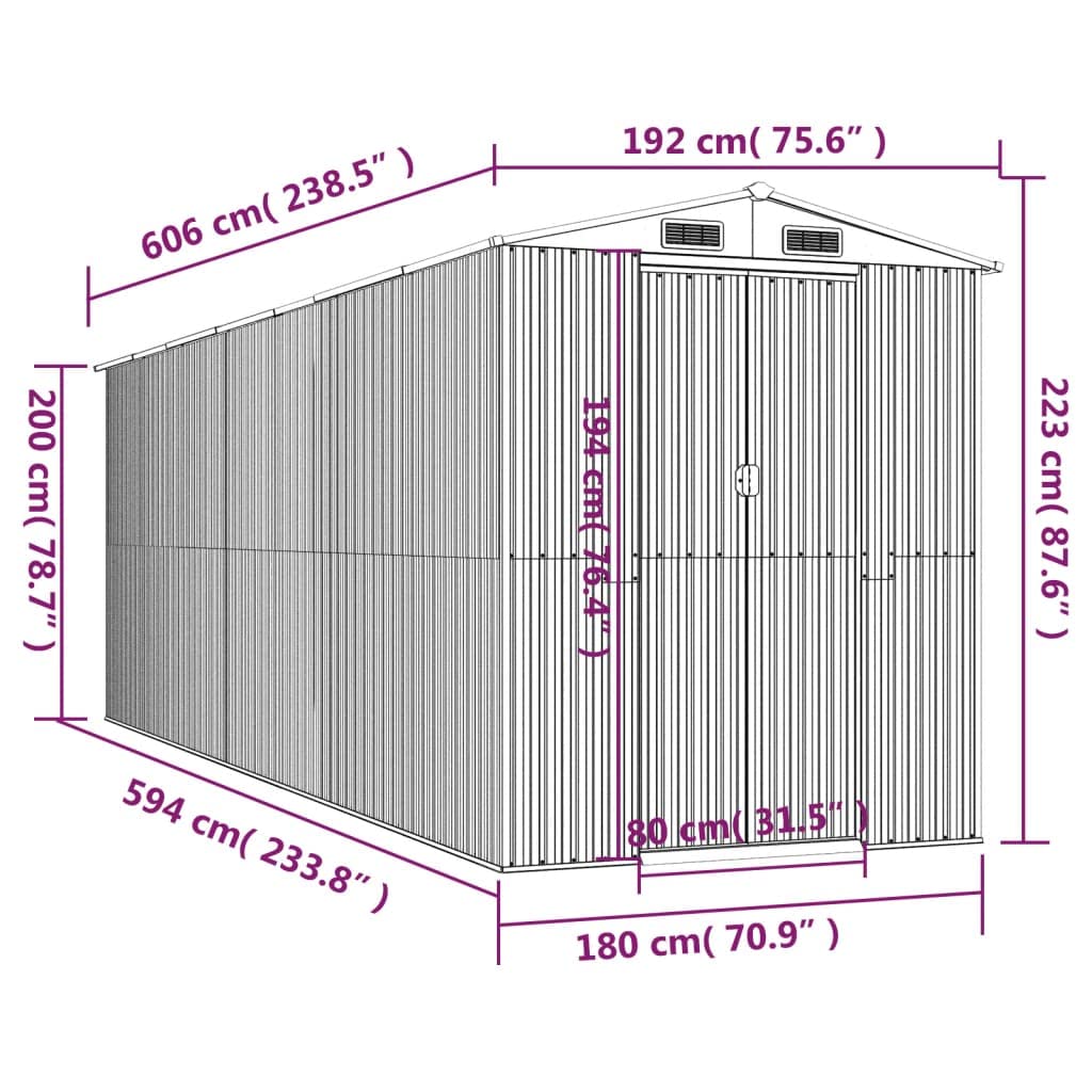 GOLINPEILO Metal Outdoor Garden Storage Shed, Large Steel Utility Tool Shed Storage House, Steel Yard Shed with Double Sliding Doors, Utility and Tool Storage, Light Brown 75.6"x238.6"x87.8" 75.6"x238.6"x87.8"