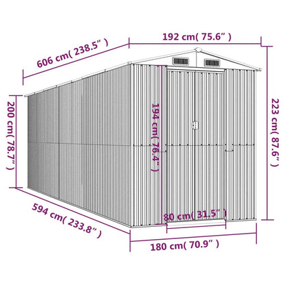 GOLINPEILO Abri de jardin extérieur en métal, grand hangar à outils utilitaire en acier, abri de jardin en acier avec doubles portes coulissantes, rangement utilitaire et outils, marron clair 75,6"x238,6"x87,8" 75,6"x238,6"x87,8" 