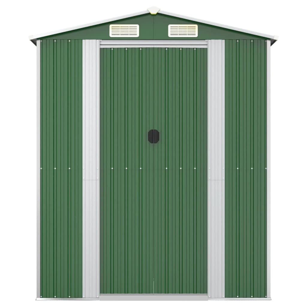 GOLINPEILO Abri de jardin extérieur en métal, grand hangar à outils utilitaire en acier, abri de jardin en acier avec doubles portes coulissantes, rangement utilitaire et outils, vert 75,6"x271,3"x87,8" 75,6"x271,3"x87,8" 