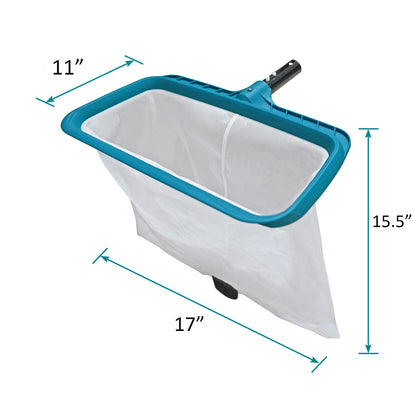 POOLWHALE Filet d'écumoire de piscine professionnel, outil de nettoyage de râteau à feuilles de natation robuste avec sac en filet en nylon fin et profond - Nettoyage rapide, bord facile à pelle, râteau de piscine pour ramassage des débris