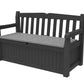Rubbermaid Patio Chic Resin Weather Resistant Outdoor Storage Deck Box, 123 Gal, Black Oak Rattan Wicker Basket Weave & Keter Solana 70 Gallon Storage Bench Deck Box for Patio Furniture Cabinet + Deck Box 70GL
