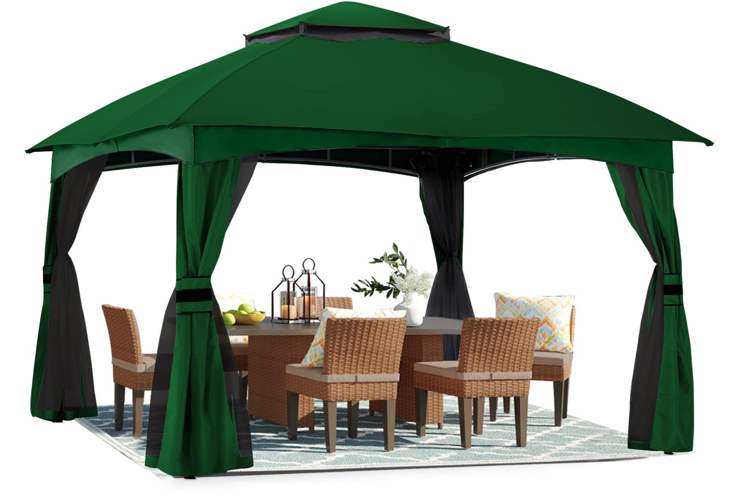 ABCCANOPY Tonnelle d'extérieur 10 x 20 – Tonnelle de terrasse avec moustiquaire, auvents extérieurs pour l'ombre et la pluie pour pelouse, jardin, cour et terrasse (beige) beige 