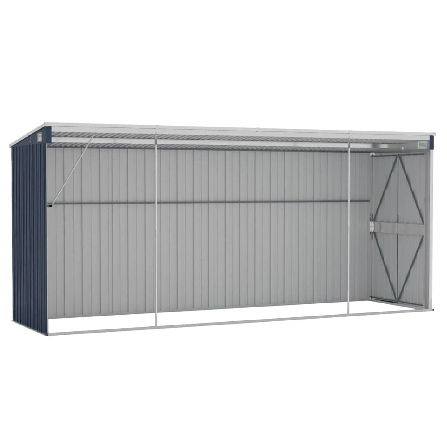 Gecheer Wall-Mounted Garden Shed Anthracite 46.5"x150.4"x70.1" Steel, Outdoor Storage Shed with Door Galvanized Steel Shed Storage House for Backyard Garden Patio Lawn 46.5 x 150.4 x 70.1