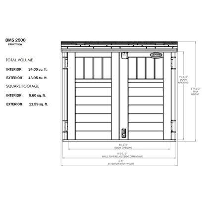 Suncast BMS2500 53 x 31,5 x 45,5 horizontal 34 pieds cubes abri de rangement extérieur en résine avec sol pour jardin, garage ou patio en ivoire (paquet de 2) 