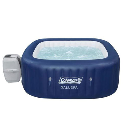 Coleman 90454 Atlantis SaluSpa 71" x 26" Spa gonflable carré portable pour 4 à 6 personnes avec 140 jets d'air, couvercle et 2 cartouches, bleu 