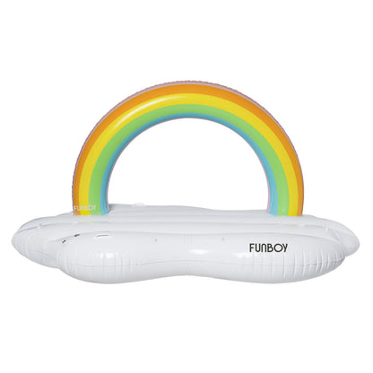 FUNBOY Flotteur de piscine gonflable géant de luxe arc-en-ciel Cloud Island, lit flottant, deux porte-gobelets, flotteur de luxe pour fête de piscine d'été et divertissement