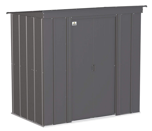 Arrow Shed Classic 6' x 4' Outdoor Padlockable Steel Storage Shed Building, Charcoal 6' x 4'