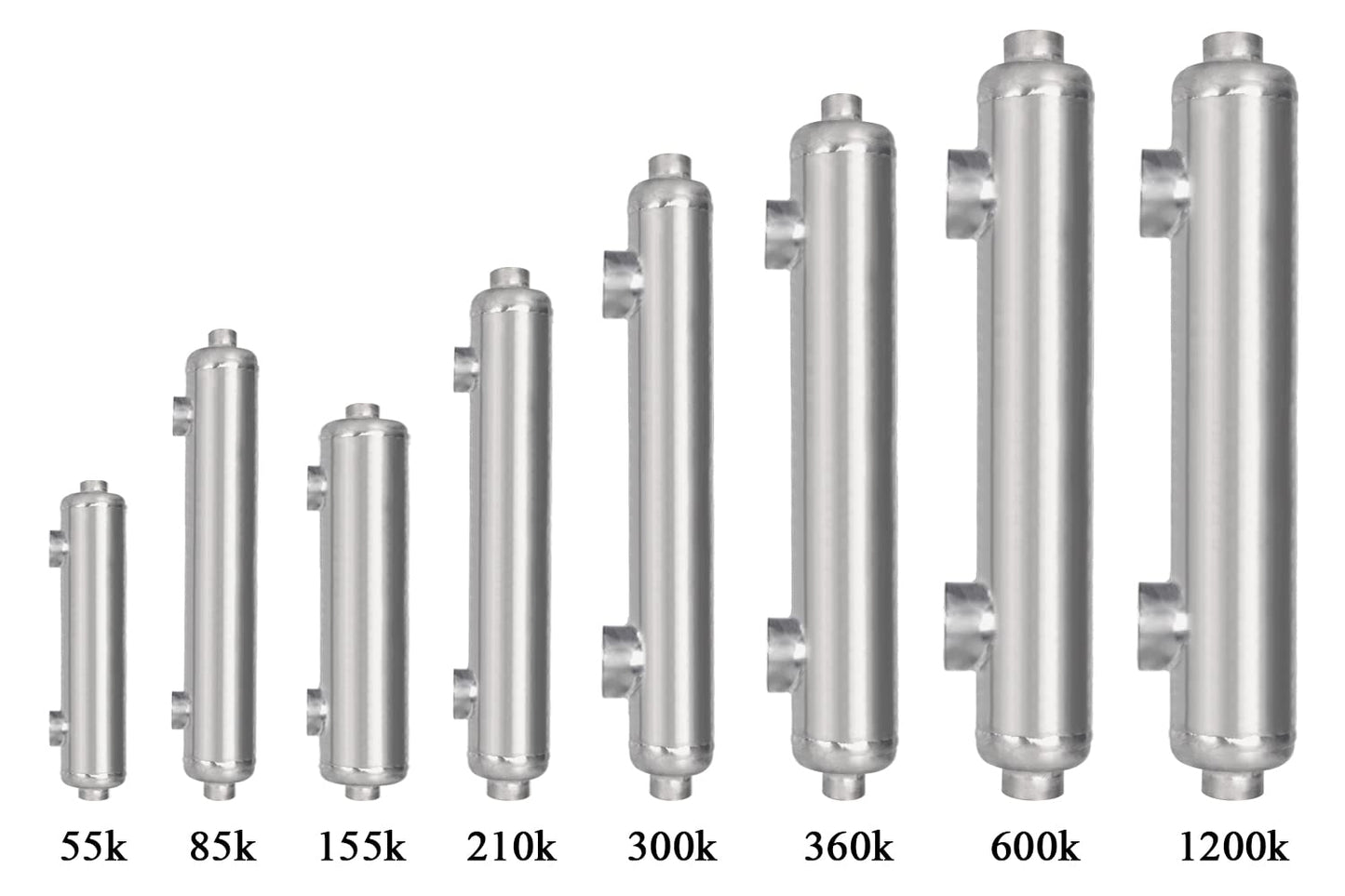 Échangeur de chaleur de piscine AB 55 K BTU, acier inoxydable 316L même ports latéraux 1" et 3/4" FPT SP-55K-S 