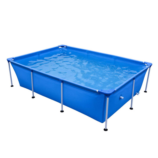 JLeisure Avenli 17818 8.5 x 6 x 2 Feet Outdoor Backyard Above Ground Rectangular Steel Frame Swimming Pool with Repair Patch for Kids & Adults, Blue 8.5' x 6'