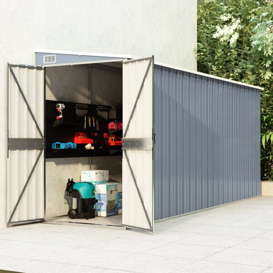 GOLINPEILO Wall-Mounted Metal Outdoor Garden Storage Shed, Steel Utility Tool Shed Storage House, Steel Yard Shed with Double Sliding Doors, Utility and Tool Storage, Gray 46.5"x150.4"x70.1" 46.5"x150.4"x70.1"(Wall-mounted)