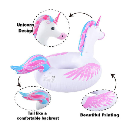 Tube gonflable de flotteur de piscine de licorne pour des décorations de partie, jouets gonflables de piscine de radeau de licorne, flotteur géant de piscine de 67 pouces pour des adultes et des enfants