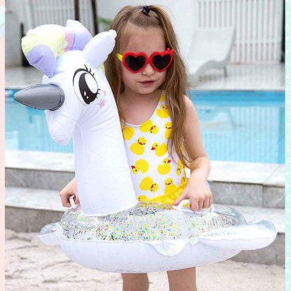 CICITOYWO Flotteurs de piscine pour tout-petits, radeau de flotteur gonflable pour enfants adultes avec poignée, jouets de natation de plage, fournitures de fête, anneau de natation pour bébé de 2 à 8 ans Licorne pour tout-petit