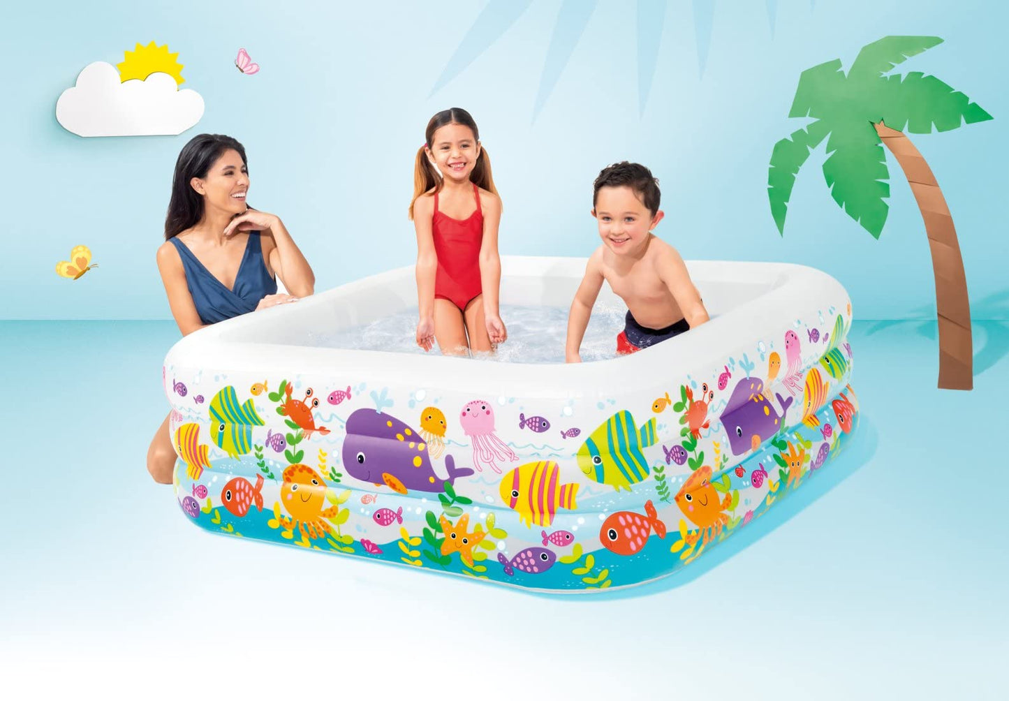 Intex Swim Center Clearview Aquarium Inflatable Pool, 62.5" X 62.5" X 19.5", for Ages 3+