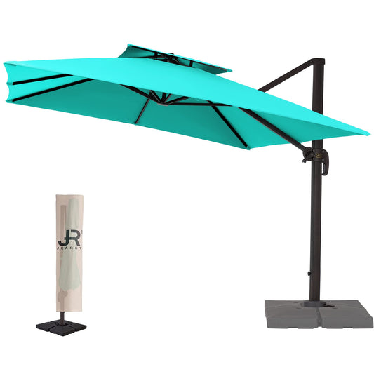 Parasol de patio en porte-à-faux carré 10 pieds bleu ciel 