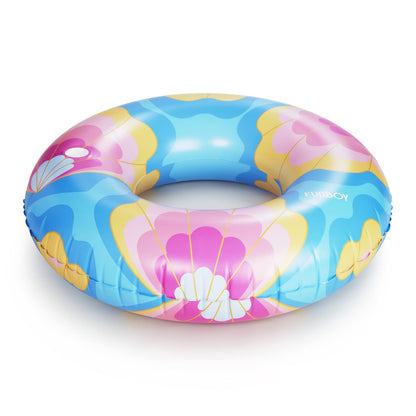 FUNBOY Flotteur gonflable géant de tube de coquillages de sirène, flotteur de piscine de style beignet, radeau de luxe pour les fêtes de piscine d'été et le divertissement