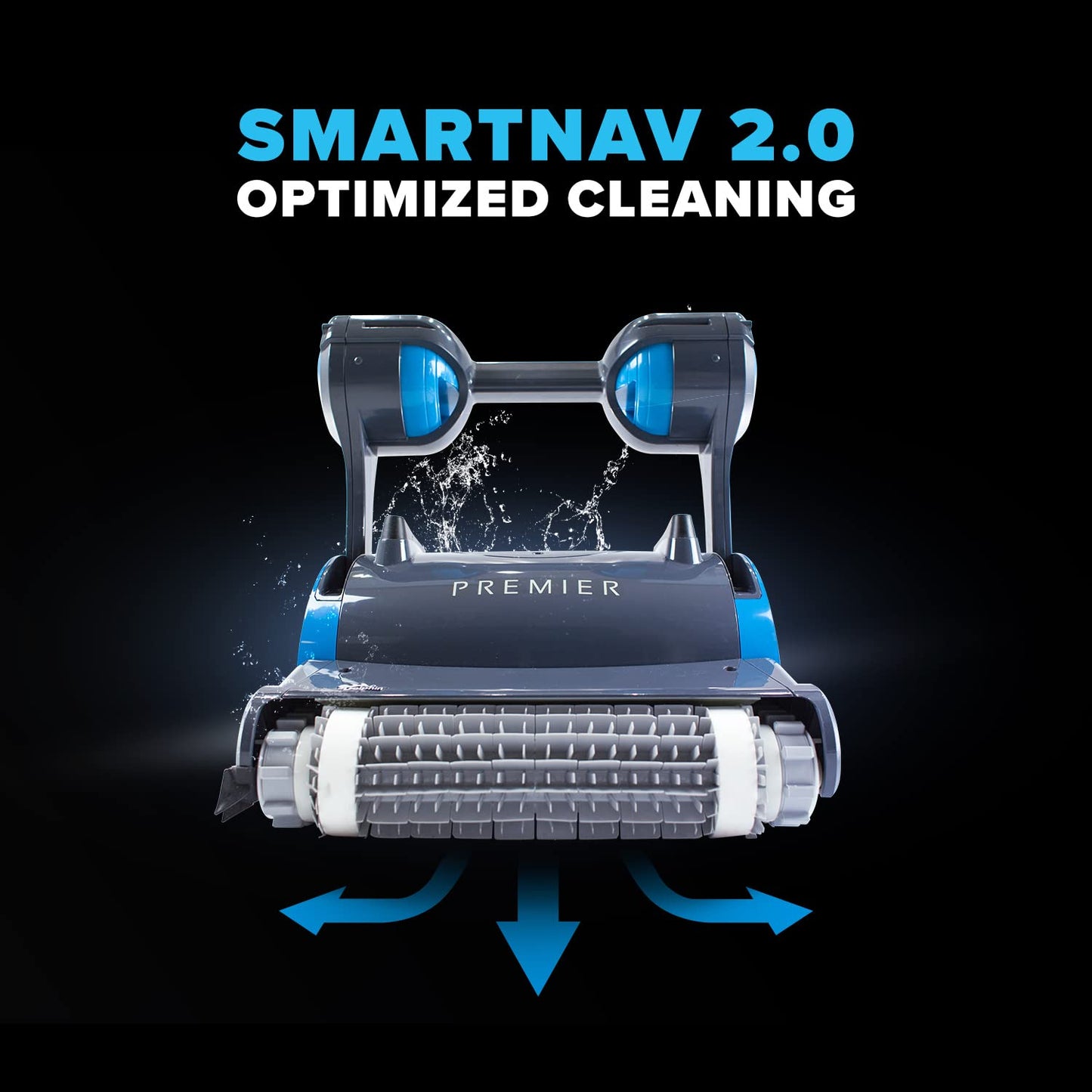 Dolphin Premier Robotic Pool Cleaner with Powerful Dual Scrubbing Brushes and Multiple Filter Options, Ideal for In-ground Swimming Pools up to 50 Feet.