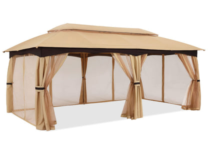 ABCCANOPY Tonnelle d'extérieur 10 x 20 – Tonnelle de terrasse avec moustiquaire, auvents extérieurs pour l'ombre et la pluie pour pelouse, jardin, cour et terrasse (beige) beige 