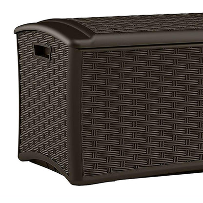 Suncast 72 Gallon Resin Wicker Outdoor Patio Storage Deck Box, Brown (12 Pack) 72 gallon - 12 Pack