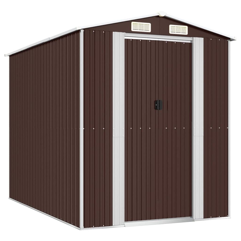 GOLINPEILO Abri de jardin extérieur en métal, grand hangar à outils utilitaire en acier, abri de jardin en acier avec doubles portes coulissantes, rangement utilitaire et outils, marron foncé 75,6"x107,9"x87,8" 75,6"x107,9"x87,8" 