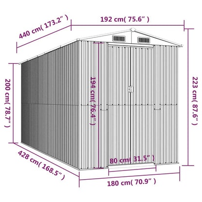 GOLINPEILO Abri de jardin extérieur en métal, grand hangar à outils utilitaire en acier, abri de jardin en acier avec doubles portes coulissantes, rangement utilitaire et outils, anthracite 75,6"x173,2"x87,8" 75,6"x173,2"x87,8" 