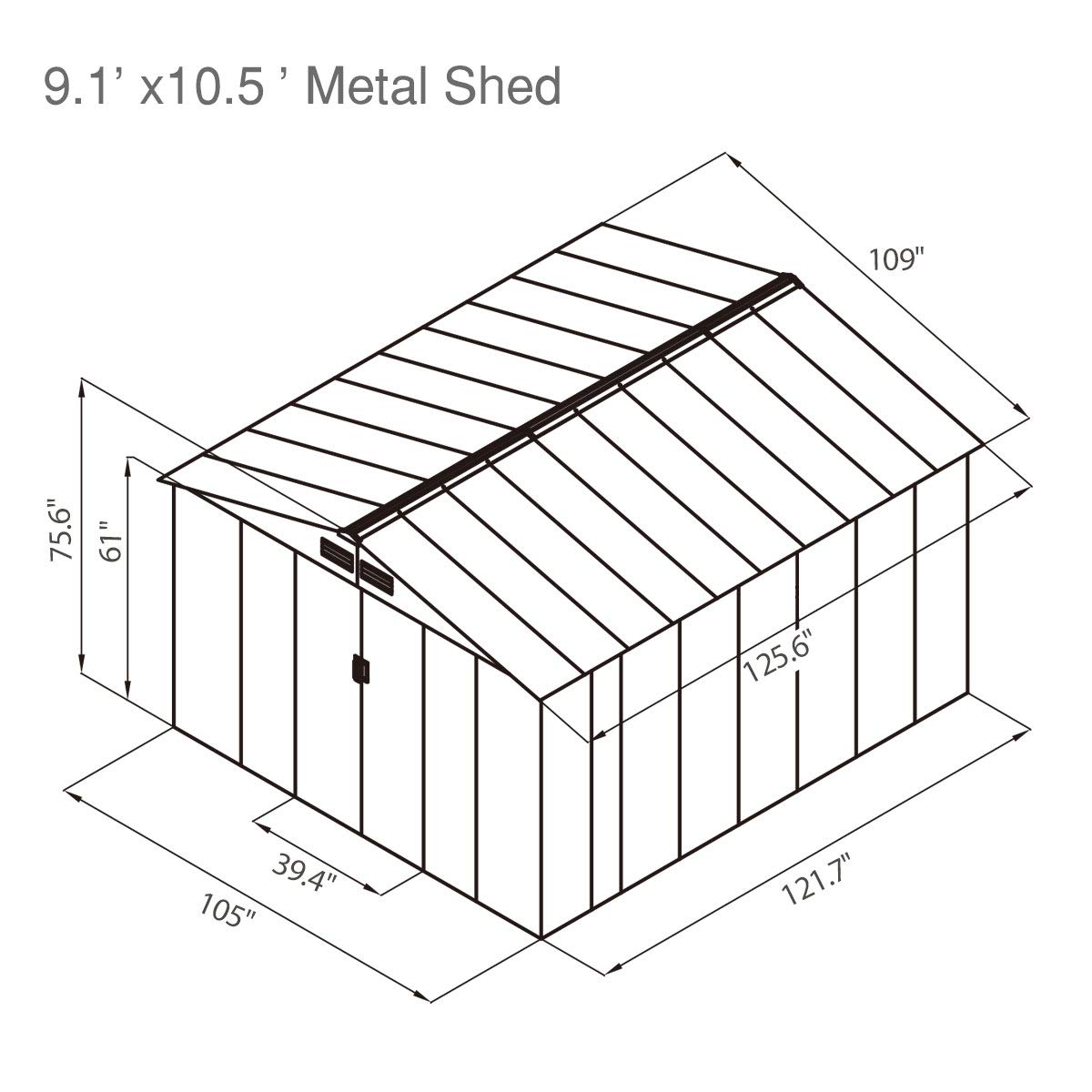 NBTiger Grand abri de rangement extérieur de 9,1 x 10,5 pi, outil utilitaire robuste, organisateur d'équipement de tondeuse à gazon pour jardin avec toit à pignon, porte coulissante verrouillable, aérations, cadre de sol – Gris foncé 