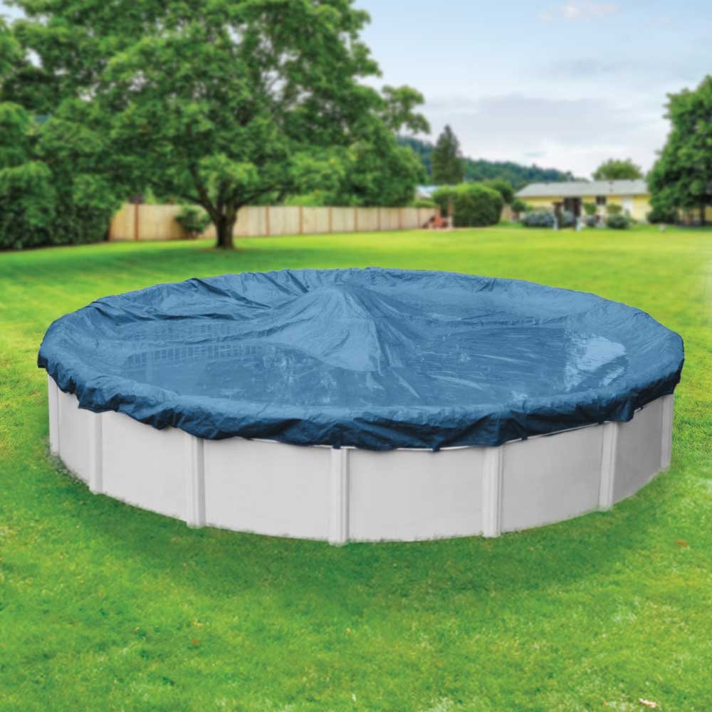 Pool Mate 3528-4PM Heavy-Duty Blue Winter Pool Cover for Round Above Ground Swimming Pools, 28-ft. Round