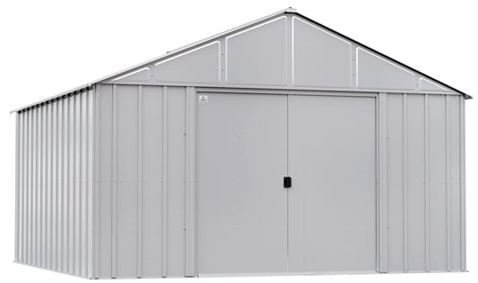 Arrow Sheds Classic 12' x 12' Outdoor Padlockable Steel Storage Shed Building, Flute Grey