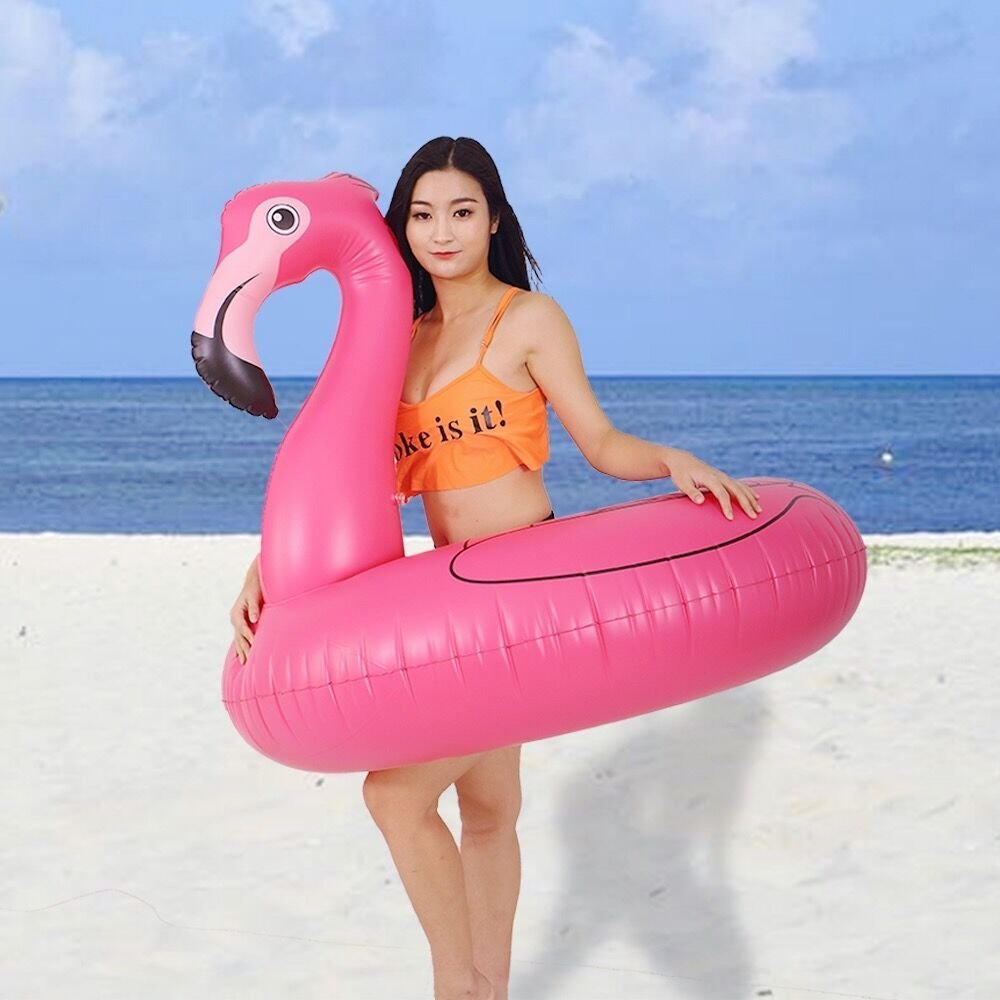 HIWENA Flamingo Float, Inflatable Flamingo Pool Float Tube for Party, 41 Inches Pink Flamingo Float, for Ages 9+