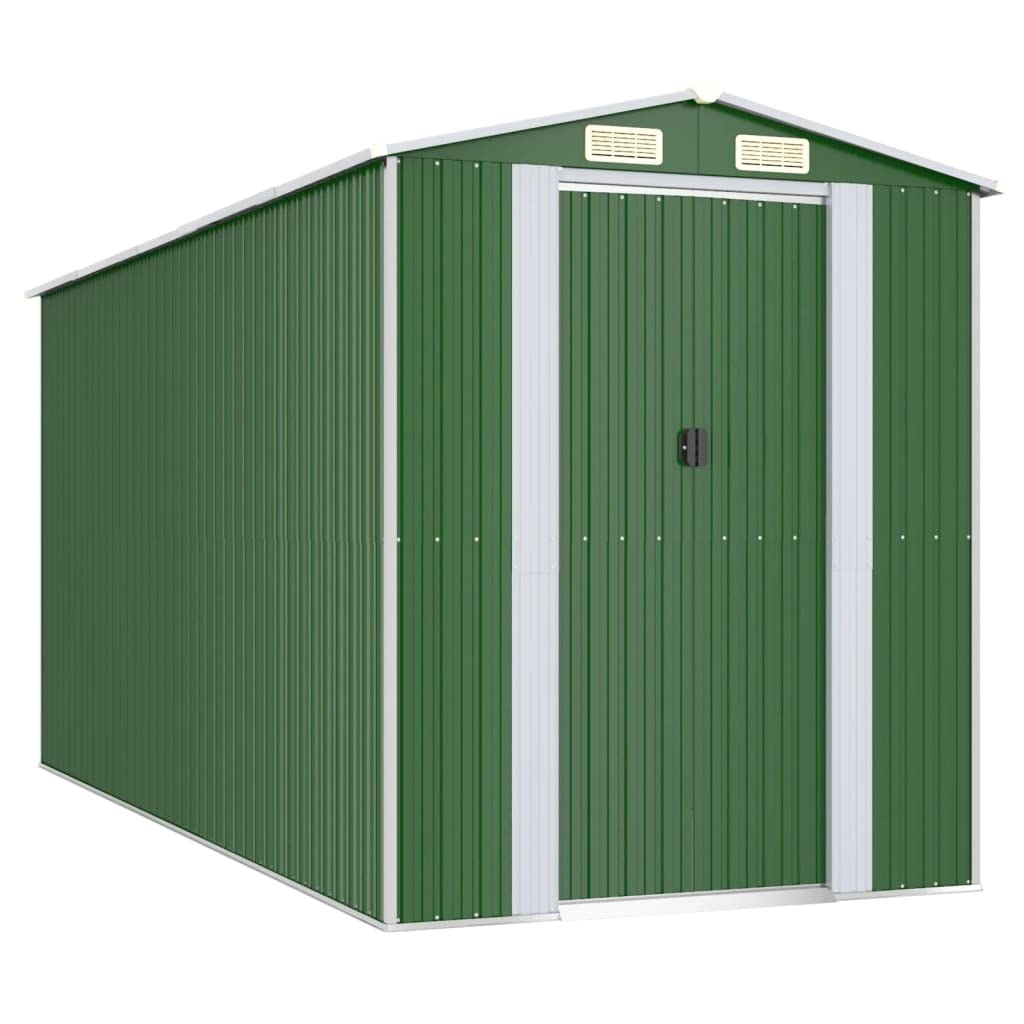 GOLINPEILO Metal Outdoor Garden Storage Shed, Large Steel Utility Tool Shed Storage House, Steel Yard Shed with Double Sliding Doors, Utility and Tool Storage, Green 75.6"x173.2"x87.8" 75.6"x173.2"x87.8"