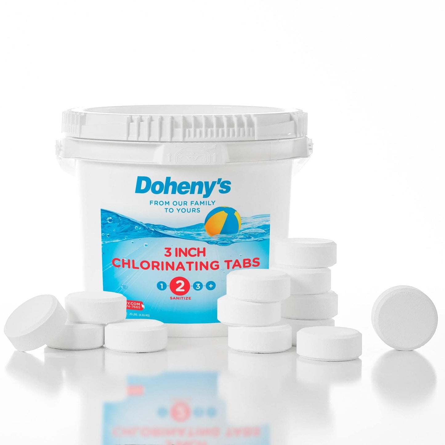 Doheny's 3 Inch Swimming Pool Chlorine Tablets | Pro-Grade Pool Sanitizer | Long Lasting & Slow Dissolving | Individually Wrapped | 99% Active Ingredient, 90% Stabilized Chlorine | 25 LB Bucket 25 lb.