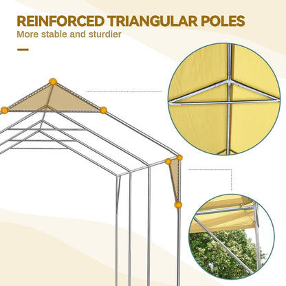 ADVANCE OUTDOOR 12x20 ft Heavy Duty Carport with Sidewalls & Doors, Adjustable Height from 9.5 to 11 ft, Car Canopy Garage Party Tent Boat Shelter 8 Reinforced Poles and 4 Sandbags, Beige 017BY-1 With Sidewall