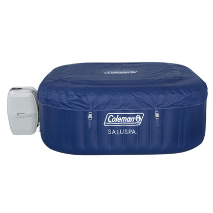 Coleman 90454 Atlantis SaluSpa 71" x 26" Spa gonflable carré portable pour 4 à 6 personnes avec 140 jets d'air, couvercle et 2 cartouches, bleu 