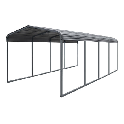 MUPATER Abri de voiture extérieur, auvent robuste de 12' x 20' pour garage, abri de garage de voiture avec toit et cadre en métal galvanisé pour voiture et bateau, gris 12 x 20 pieds 