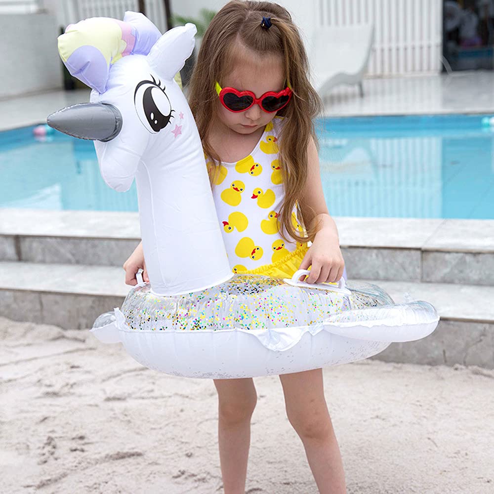 CICITOYWO Toddler Pool Floats, Kids Adult Inflatable Float Raft with Handle, Water Swim Beach Floaties Toys Party Supplies, Baby Swimming Ring for 2-8 Years Old Kid Unicorn for Toddler